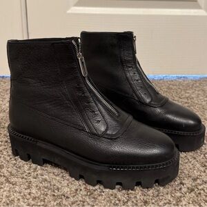 Aquatalia Women's Black Leather Moto Ankle Boot Size US 8.5